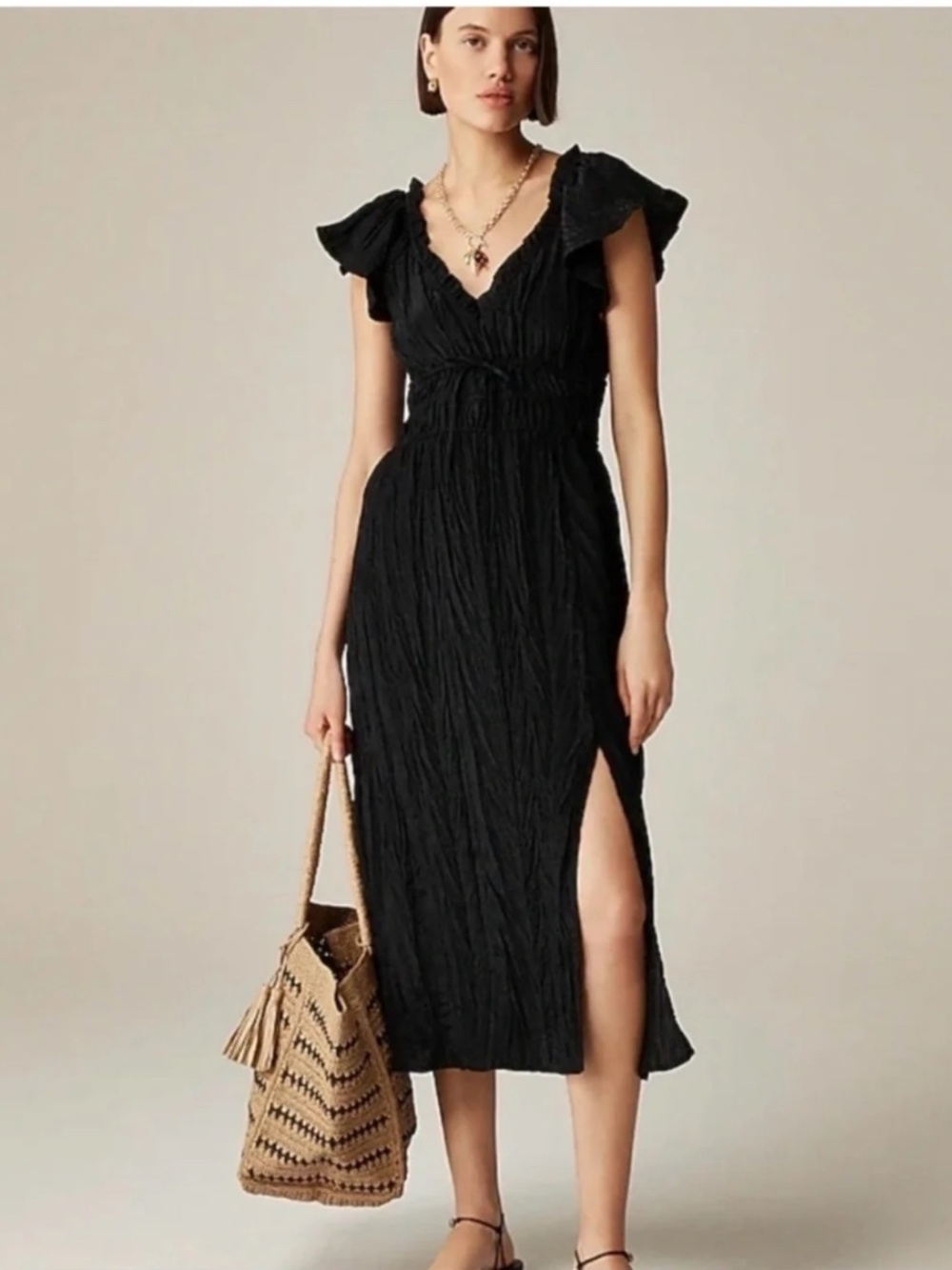 NWT J.Crew Tall Palermo Dress in viscose-blend crinkle